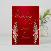 Rose Boog Borders & Calligrafie - Rood Folie Uitnodiging (Staand Voorkant)