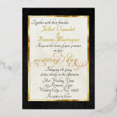 Rose Boog Borders & Calligraphie - Zwart Folie Uitnodiging (Achterkant)
