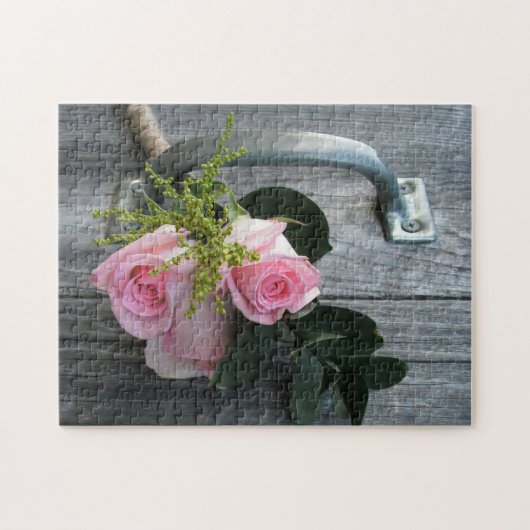 Rose Bouquet Barn Wood Rustic Floral Legpuzzel (Horizontaal)