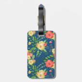 Rose Bouquet & Blue Stripes Custom Name Bagagelabel (Achterkant verticaal)