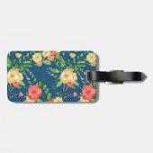 Rose Bouquet & Blue Stripes Custom Name Bagagelabel (Achterkant horizontaal)