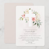Rose Bouquet Doopsel Uitnodiging (Voorkant / Achterkant)