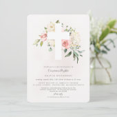 Rose Bouquet Doopsel Uitnodiging (Staand voorkant)