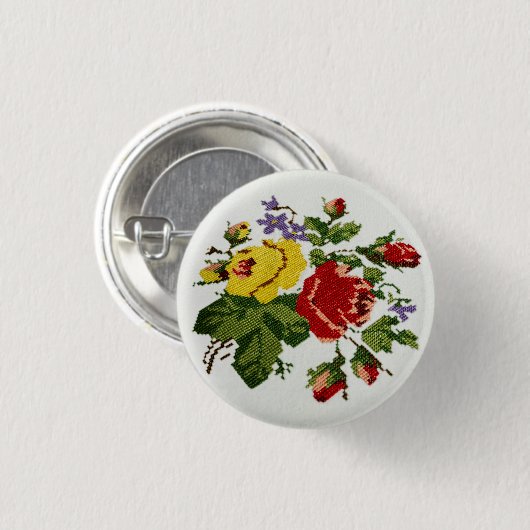  Rose Bouquet Embroidery Button (Voorkant /achterkant)