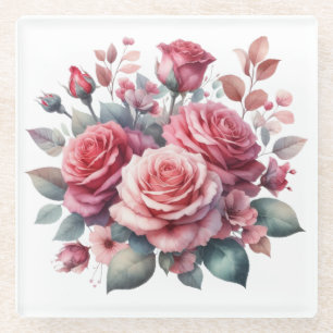 Rose Bouquet Floral Design-62101 Glazen Onderzetter