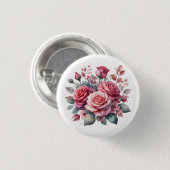 Rose Bouquet Floral Design-62101 Ronde Button 3,2 Cm (Voorkant /achterkant)