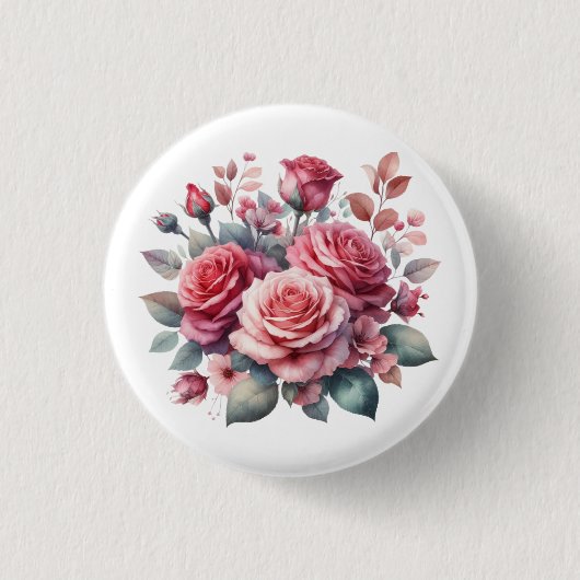 Rose Bouquet Floral Design-62101 Ronde Button 3,2 Cm (Voorkant)