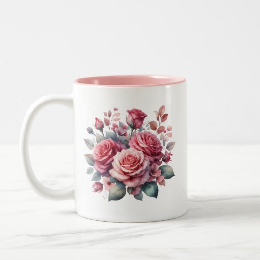 Rose Bouquet Floral Design-62101 Tweekleurige Koffiemok (Links)