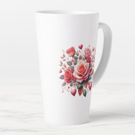 Rose Bouquet Floral Design-62103 Latte Mok (Rechterhoek)