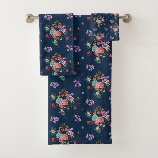 Rose Bouquet Floral Pattern Bad Handdoek (Insitu)