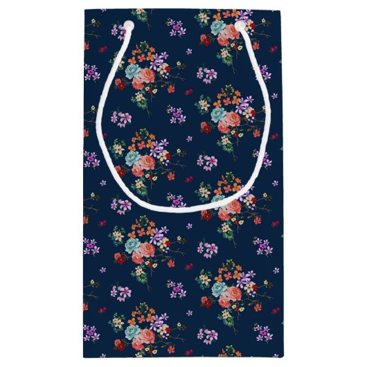 Rose Bouquet Floral Pattern Klein Cadeauzakje (Achterkant)