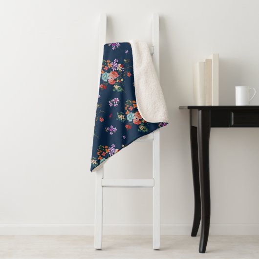 Rose Bouquet Floral Pattern Sherpa Deken (In situ)