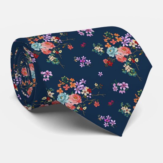 Rose Bouquet Floral Pattern Stropdas (Opgerold)