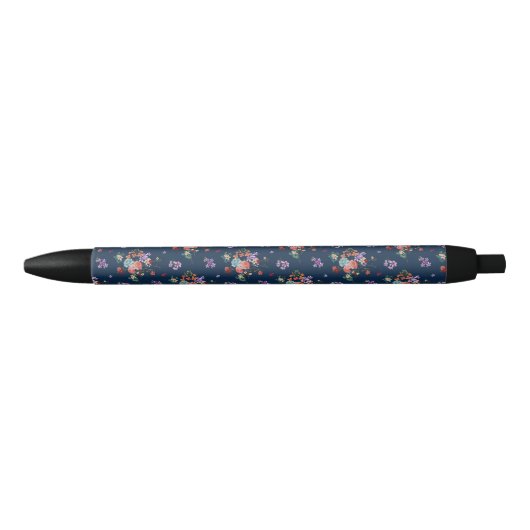 Rose Bouquet Floral Pattern Zwarte Inkt Pen (Voorkant)