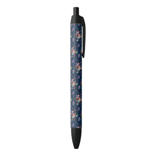 Rose Bouquet Floral Pattern Zwarte Inkt Pen (Achterkant (Verticaal))