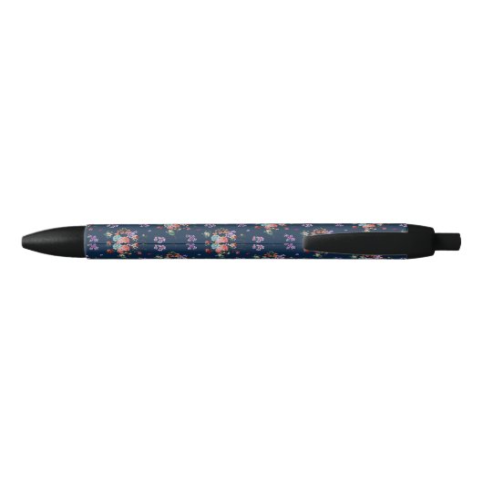 Rose Bouquet Floral Pattern Zwarte Inkt Pen (Achterkant)