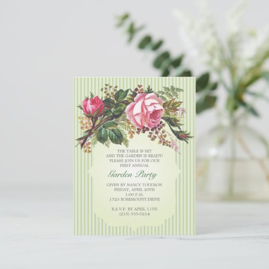  Rose Bouquet Garden Party Kaart (Staand voorkant)