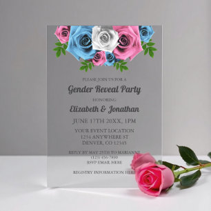 Rose Bouquet Gender onthulling Acryl Uitnodigingen