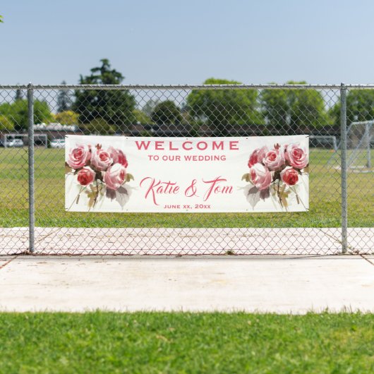 Rose Bouquet - Hanging Wedding Banner (Insitu)