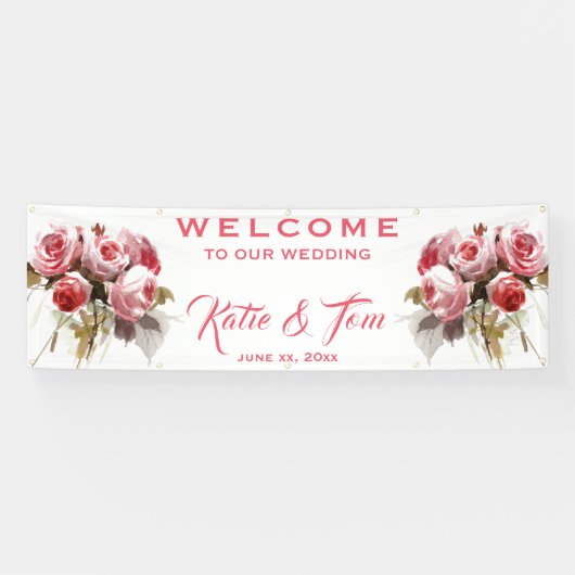 Rose Bouquet - Hanging Wedding Banner (Horizontaal)