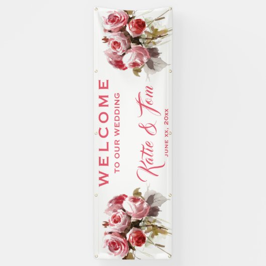 Rose Bouquet - Hanging Wedding Banner (Verticaal)