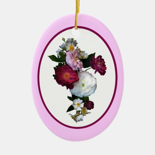 Rose Bouquet-kerstversiering Keramisch Ornament (Voorkant)
