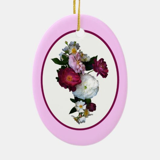 Rose Bouquet-kerstversiering Keramisch Ornament (Achterkant)