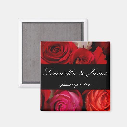 Rose Bouquet Personal Wedding Magneet (Voorkant / Achterkant)