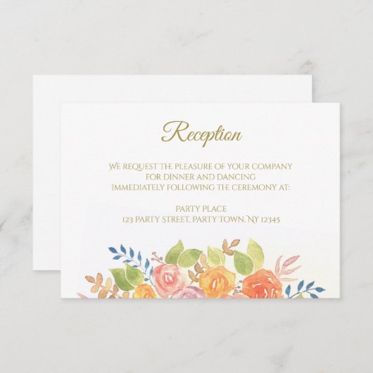 Rose Bouquet Reception Kaart (Voorkant / Achterkant)