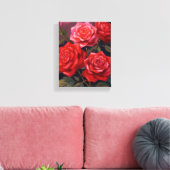 Rose Bouquet | Red Floral Watercolor Painting Canvas Afdruk (Insitu (Woonkamer))