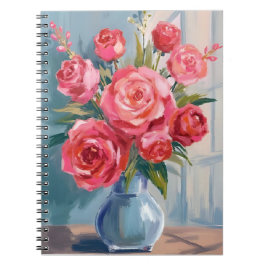 Rose Bouquet | Red Flower Vase Watercolor Floral Notitieboek