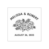 Rose Bouquet redt de date Wedding Rubberstempel (Afrduk)