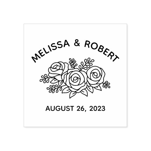 Rose Bouquet redt de date Wedding Rubberstempel (Afrduk)