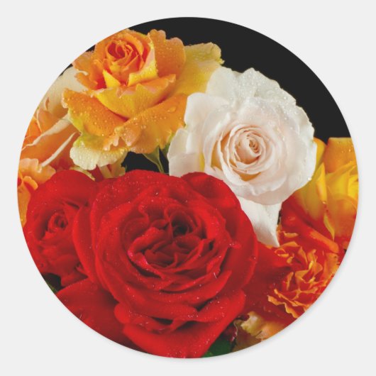 Rose Bouquet Ronde Sticker (Voorkant)