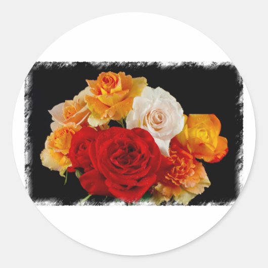 Rose Bouquet Ronde Sticker (Voorkant)