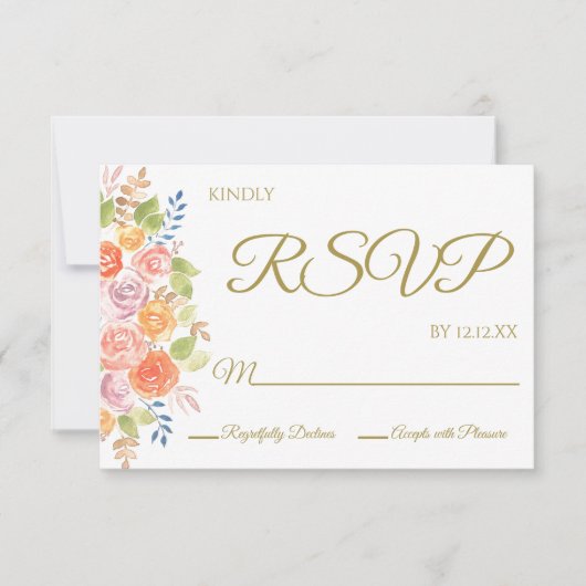 Rose Bouquet RSVP-kaart RSVP Kaartje (Voorkant)