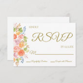 Rose Bouquet RSVP-kaart RSVP Kaartje (Voorkant / Achterkant)