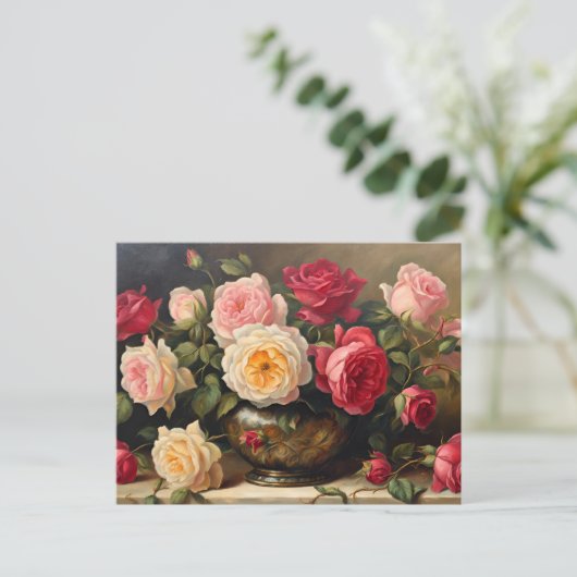  Rose Bouquet Stilleven Feestdagenkaart (Staand voorkant)