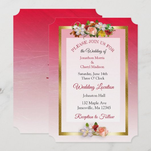  Rose Bouquet Thleding Wedding Invites Kaart (Voorkant / Achterkant)