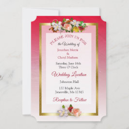  Rose Bouquet Thleding Wedding Invites Kaart