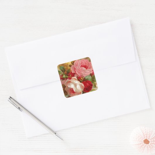  Rose Bouquet Vierkante Sticker (Envelop)