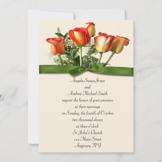 Rose Bouquet Wedding Invitation Kaart (Voorkant)