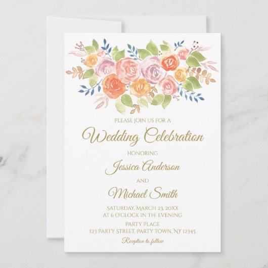 Rose Bouquet Wedding Kaart (Voorkant)