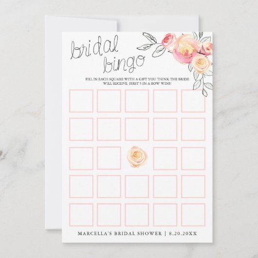 Rosé Bridal Bingo Kaart (Voorkant)