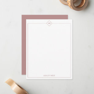 Rose Brown   Minimalistisch Persoonlijk Briefpapie Notitiekaartje
