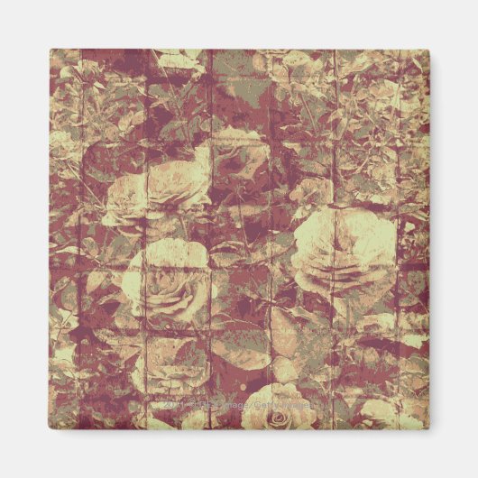 Rose camouflage pattern on tiled wall background magneet (Voorkant)