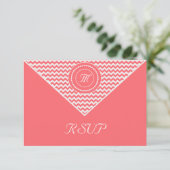 Rose Chevron RSVP Kaartje (Staand voorkant)
