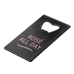 Rosé citaat roze en zwarte platte flesopener creditkaart flessenopener