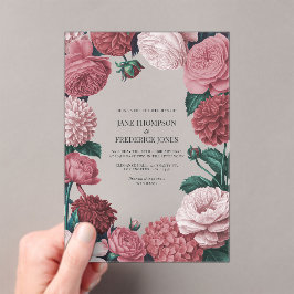 Rosé Clay, Terra Pink & Peony Smoke Floral Wedding Acryl Uitnodigingen