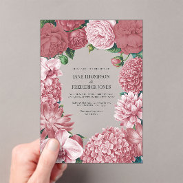 Rosé Clay, Terra Pink & Peony Smoke Floral Wedding Acryl Uitnodigingen